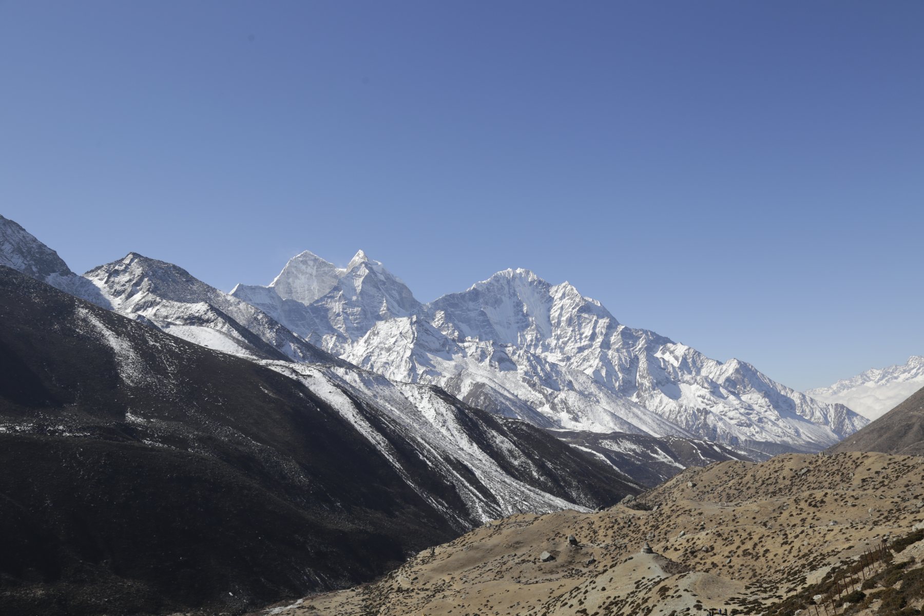 A sweeping skyline of snowy Himalayan peaks